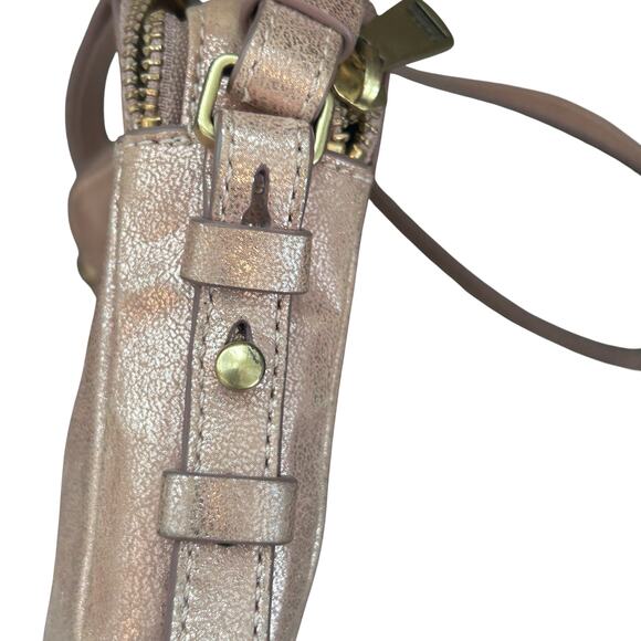 Fossil Bronze Sparkly Cow Hide Leather Crossbody Bag Handbag - Picture 6 of 9